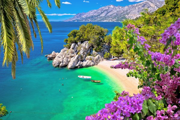 Idyllic,Beach,Punta,Rata,In,Brela,Aerial,View,,Makarska,Riviera